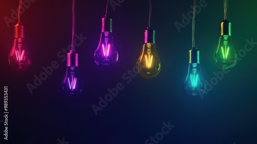 Glowing Light Bulbs in Color