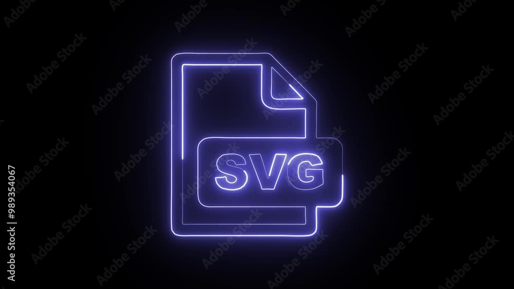Glowing Neon SVG File Icon Isolated on Black Background - HD Motion Graphics Animation Glowing Neon SVG File Icon Isolated on Black Background - HD Motion Graphics Animation
