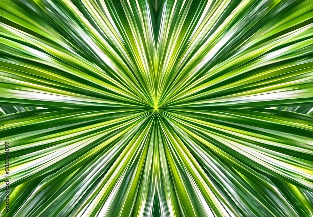 Obraz premium Abstract Palm Leaf Texture, Green Stripes, Sunlight