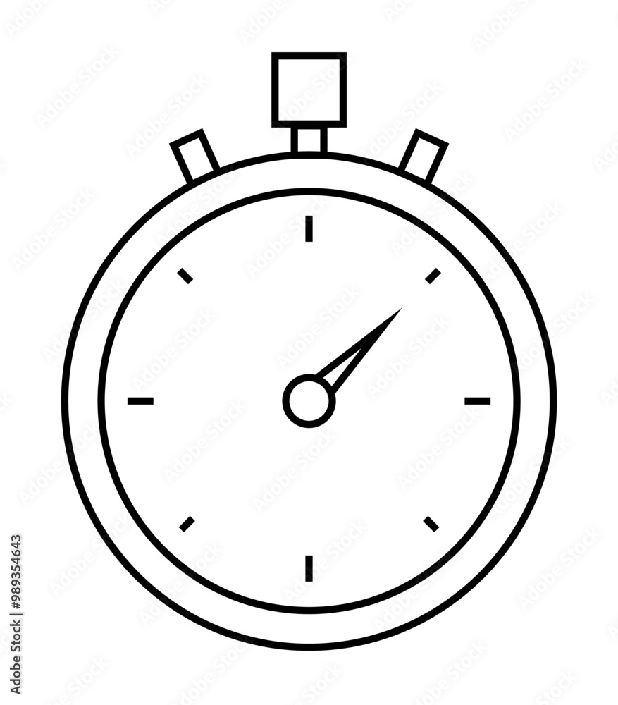 Round minimalist stopwatch with simple lines, showcasing minute hand pointing at the 12-minute mark. Ideal for time management, punctuality, sports timing, countdowns, and efficiency. Thin lines art Round minimalist stopwatch with simple lines, showcasing minute hand pointing at the 12-minute mark. Ideal for time management, punctuality, sports timing, countdowns, and efficiency. Thin lines art