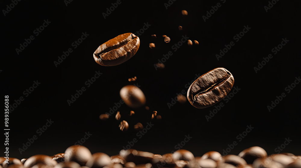 Macro Shot of Coffee Beans Floating in Space Macro Shot of Coffee Beans Floating in Space