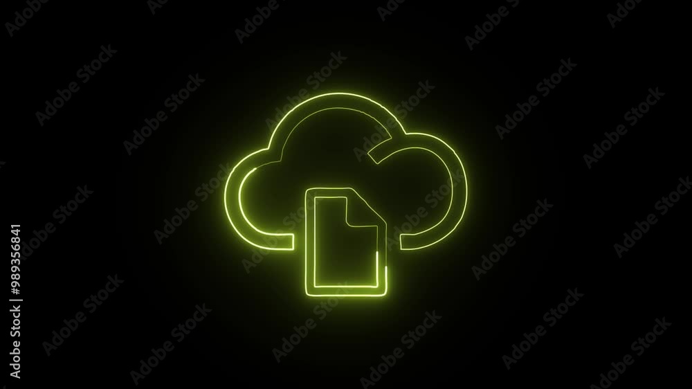 Glowing Neon Cloud Data Icon Isolated on Black Background - HD Motion Graphics Animation Glowing Neon Cloud Data Icon Isolated on Black Background - HD Motion Graphics Animation