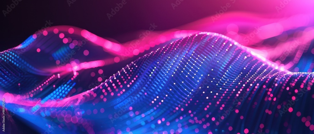 Futuristic Technology Background with Flowing Digital Waves of Glowing Dots and Lines. Futuristic Technology Background with Flowing Digital Waves of Glowing Dots and Lines.