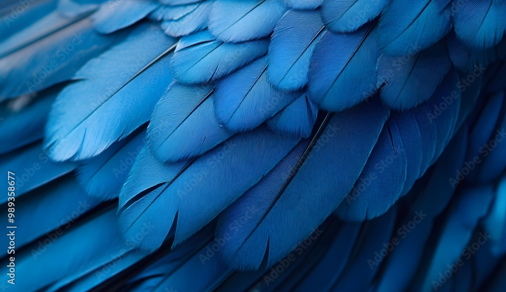 Fototapeta premium Abstract Blue Bird Feathers Close Up