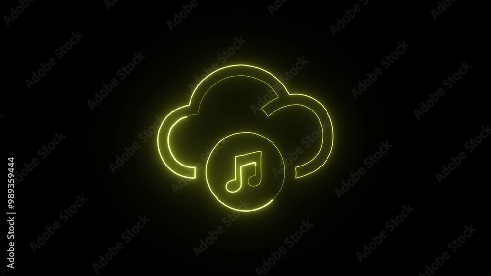 Glowing Neon Cloud Music Icon Isolated on Black Background - HD Motion Graphics Animation Glowing Neon Cloud Music Icon Isolated on Black Background - HD Motion Graphics Animation