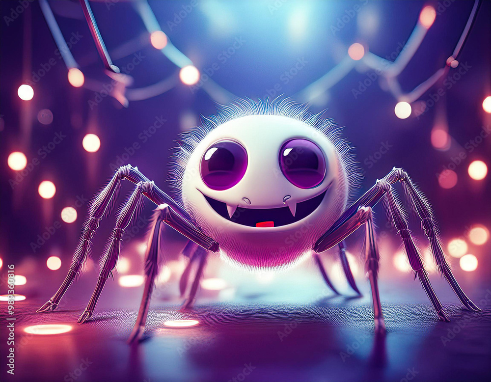 Animation spider Halloween smiling character Animation spider Halloween smiling character