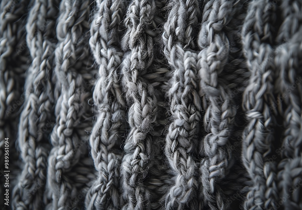 Close-Up Grey Knitted Fabric Texture Background Close-Up Grey Knitted Fabric Texture Background