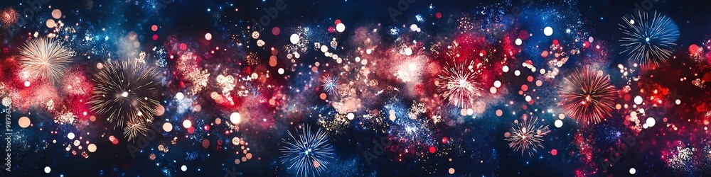 Fototapeta premium Colorful fireworks display lighting up night sky