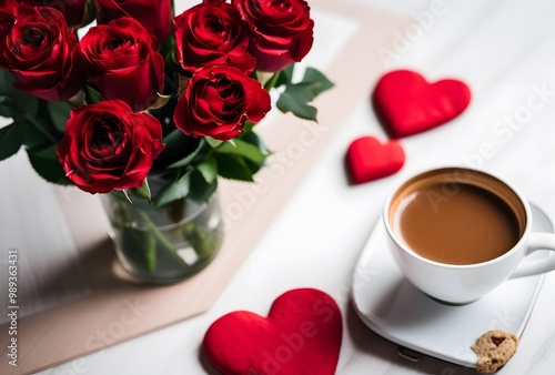Romantic Valentine's Day Coffee & Roses Tabletop