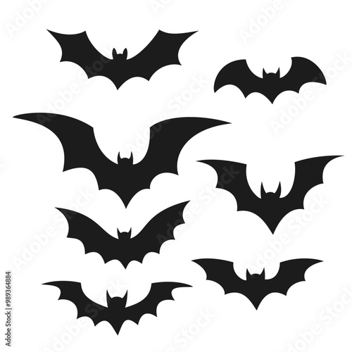 Set of bat silhouettes. Halloween decoration