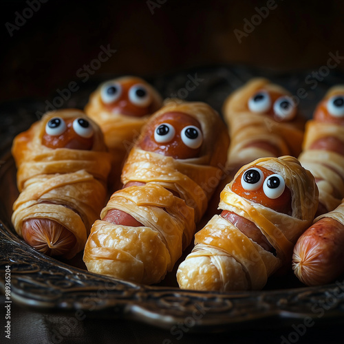 halloween mummy hot dogs photo