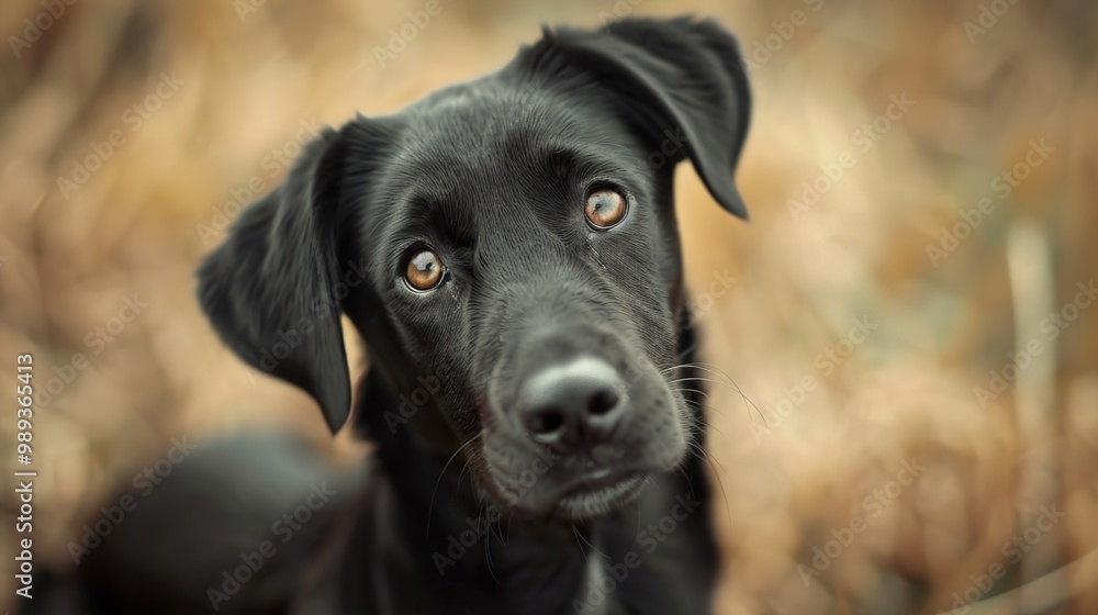Close-Up Portrait of a Black Labrador Dog with Brown Eyes Close-Up Portrait of a Black Labrador Dog with Brown Eyes