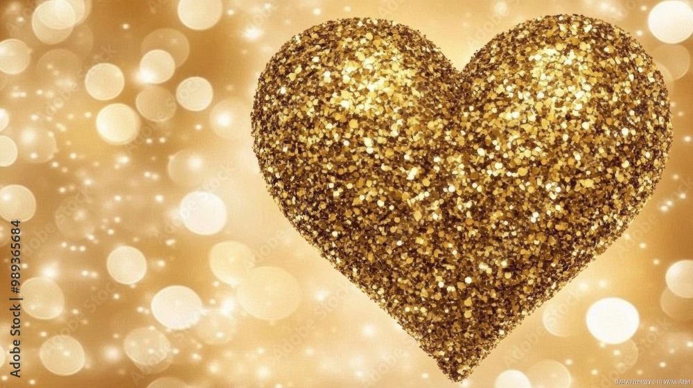 A glowing golden heart of shimmering particles beautifully contrasts a dreamy bokeh background, evoking warmth and affection in a magical ambiance A glowing golden heart of shimmering particles beautifully contrasts a dreamy bokeh background, evoking warmth and affection in a magical ambiance