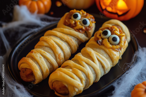 halloween mummy hot dogs photo