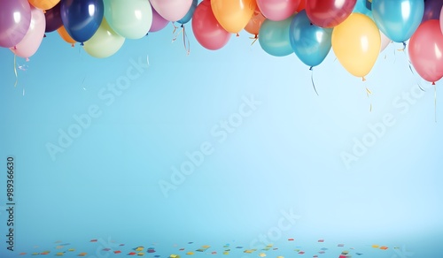 Colorful Birthday Balloons & Confetti Background