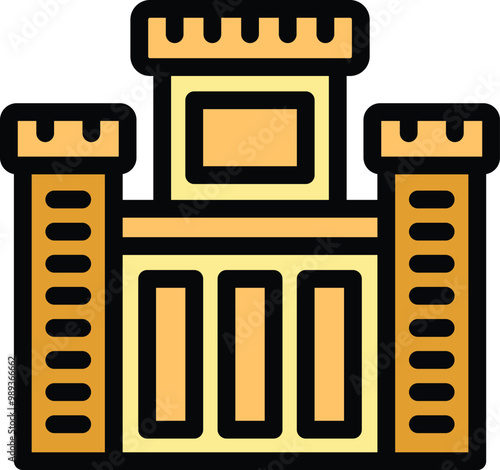 This icon is depicting a medieval castle, highlighting its imposing architecture and historical significance