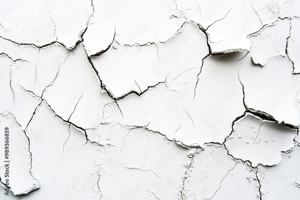 Cracked white wall texture with detailed damage Cracked white wall texture with detailed damage