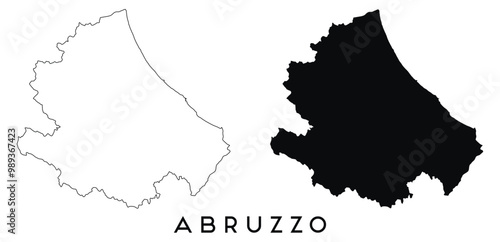 Abruzzo map outline and black silhouette vector