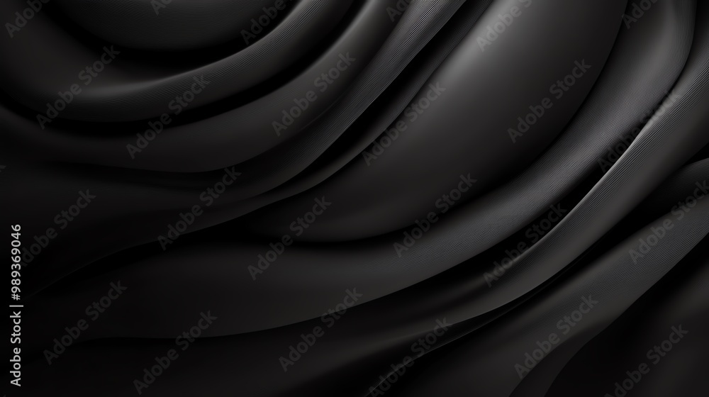 Obraz premium Elegant black fabric flowing in graceful waves, creating a sophisticated and luxurious texture for design and background use.