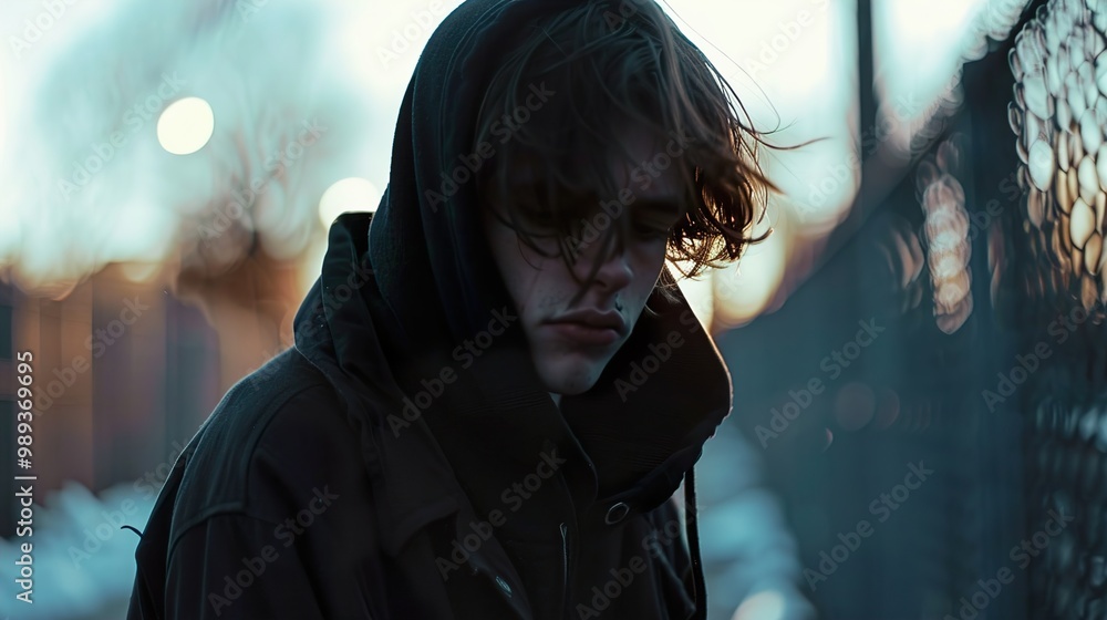 Thoughtful Young Man in a Hoodie Thoughtful Young Man in a Hoodie
