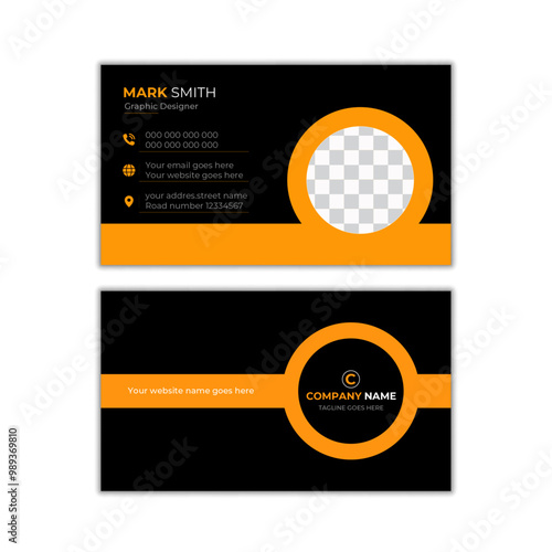 Double-sided creative business card template.Simple Business Card Layout.Vector illustration Modern Business Card Creative and Clean Business Card Template Elegant dark back background photo