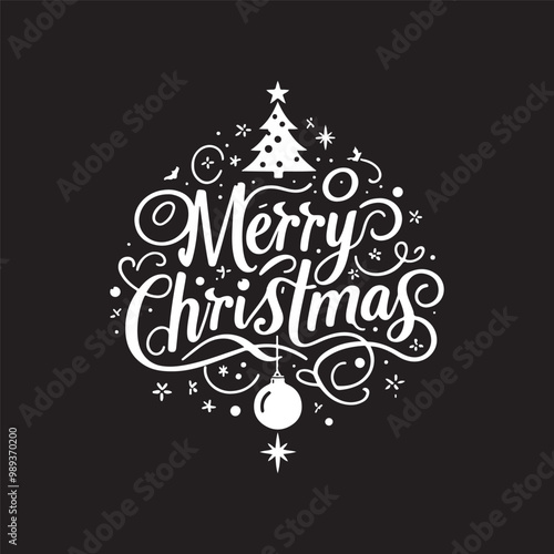MERRY CHRISTMAS vector brush calligraphy with flourishes. Merry Christmas card. Hand drawn brush style modern calligraphy. vector design for greetings card, headline. t shirt print and others.