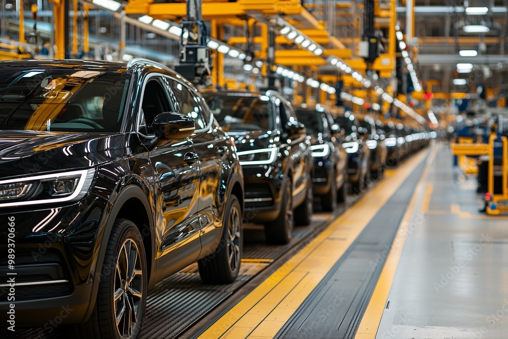 Cars on Assembly Line in Factory. Cars on Assembly Line in Factory.