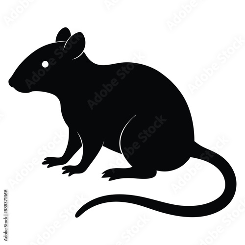 Rat vector black color silhouette 