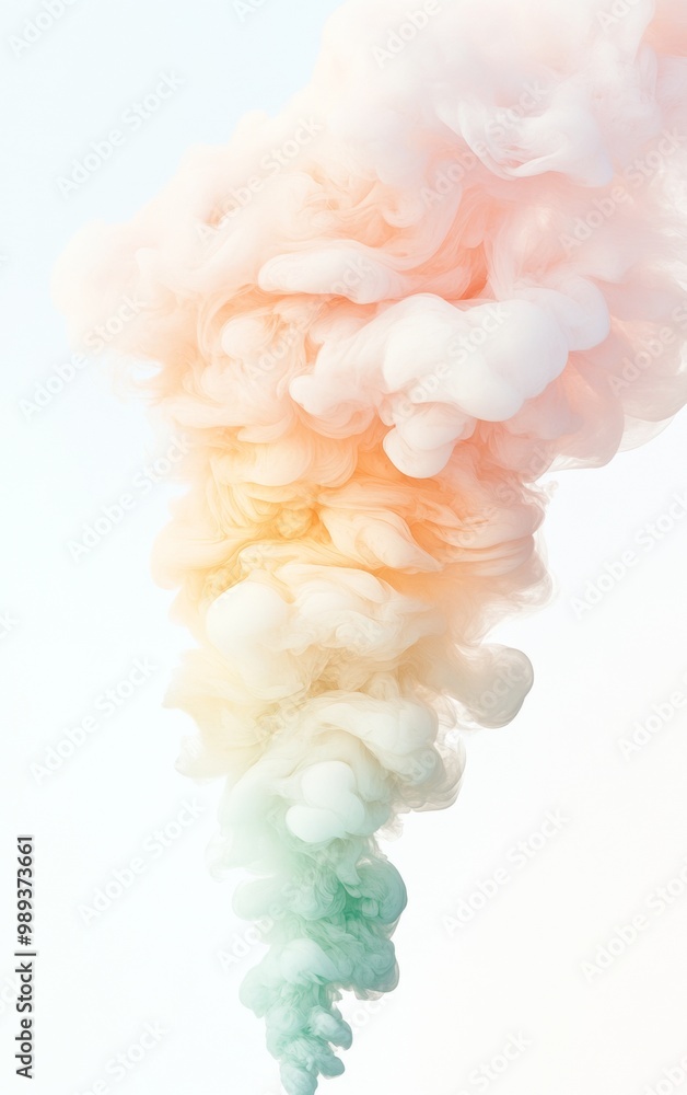 Fototapeta premium Colorful Vapor Cloud Art Forming Abstract Flag, Soft Pastel Tones, Dreamy Ethereal Style
