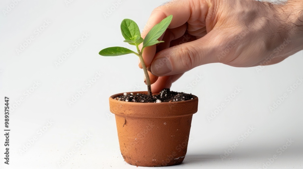 Hand Gently Supporting a Sprout Hand Gently Supporting a Sprout