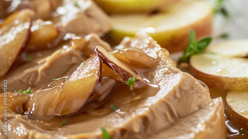 Apple Calvados Pâté de Foie Gras: Smooth foie gras with sautéed apples in Calvados, served on cinnamon crostini with caramelized apple slices. Apple Calvados Pâté de Foie Gras: Smooth foie gras with sautéed apples in Calvados, served on cinnamon crostini with caramelized apple slices.