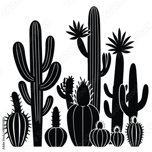 various  cactus  silhouettes silhouette