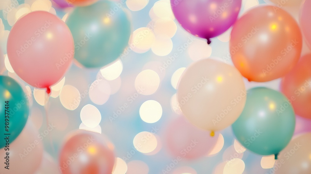 Dreamy Abstract Party Balloons with Soft Blur Effect and Rainbow-like Reflections - Vibrant Asymmetrical Composition Dreamy Abstract Party Balloons with Soft Blur Effect and Rainbow-like Reflections - Vibrant Asymmetrical Composition