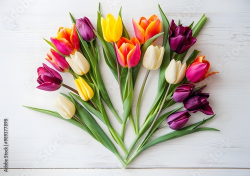 Colorful Tulips Heart Shape Spring Flowers