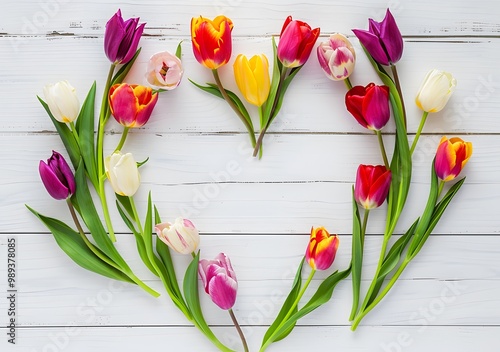 Colorful Tulips Heart Shape Mother's Day Card