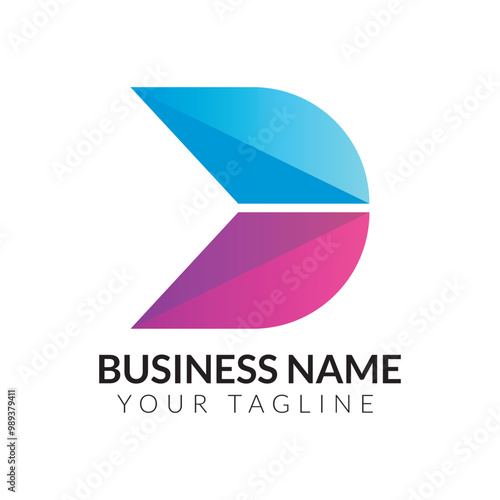 Free Download D abstract modern minimalist typography 3d colorful letter logo design template - GFXLoad
