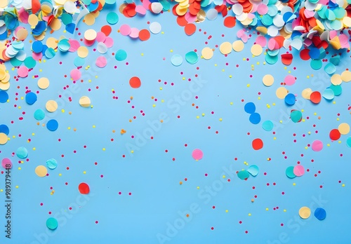 Colorful Confetti Scattered On Blue Background