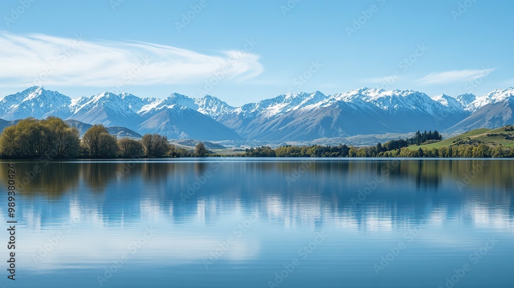 Misty morning at a serene mountain lake surrounded by towering peaks and dense pine forests in the early hours of dawn Misty morning at a serene mountain lake surrounded by towering peaks and dense pine forests in the early hours of dawn
