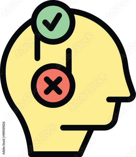 This simple colorful icon represents the act of making a choice