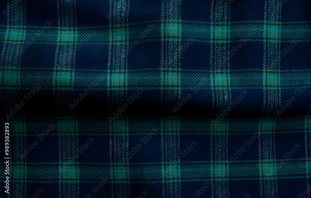 Fototapeta premium Dark Blue & Green Plaid Fabric Texture