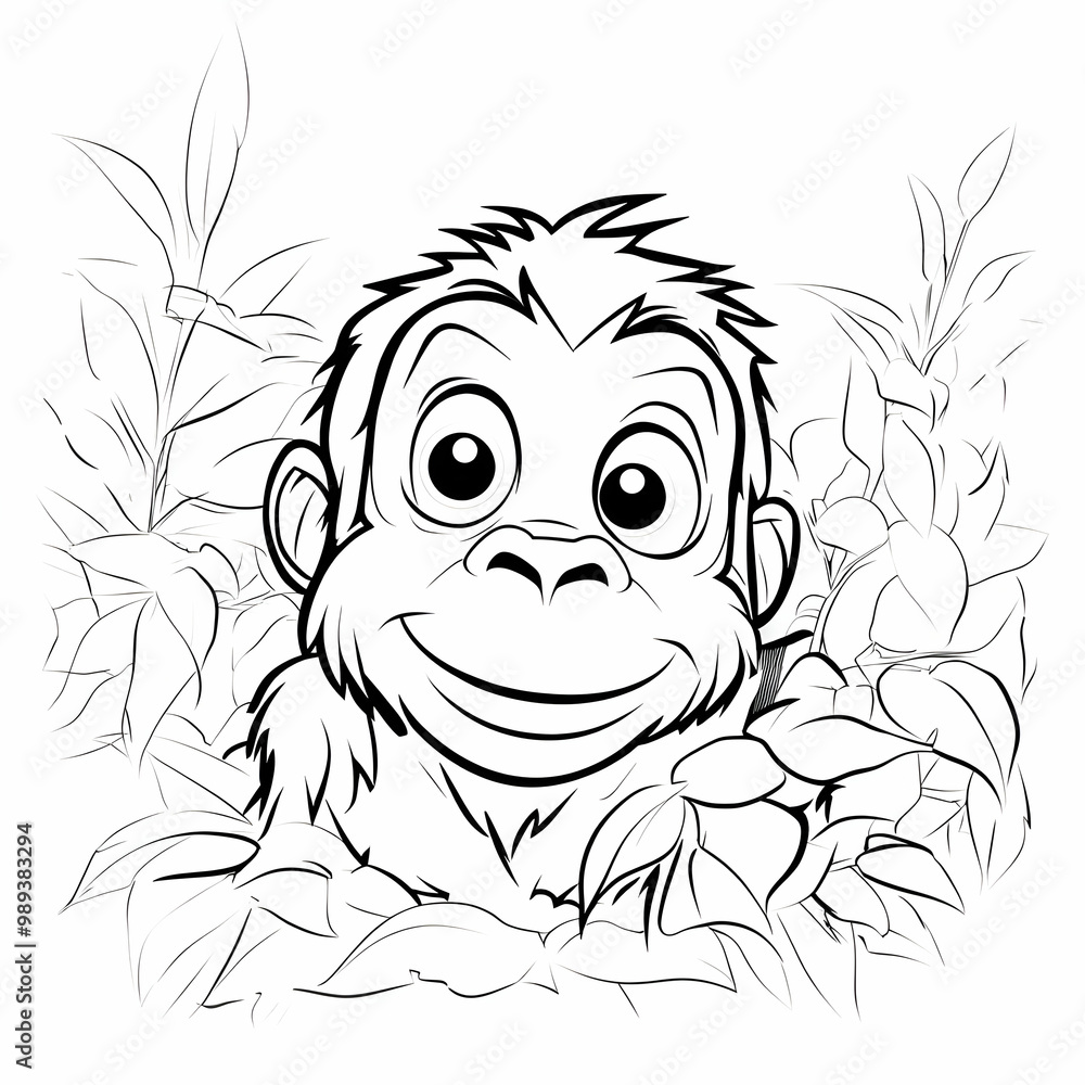 Obraz premium Smiling Baby Monkey Illustration