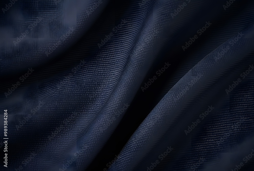 Fototapeta premium Dark Blue Fabric Texture Background - Flat Lay