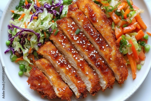 Crispy Chicken Katsu with Fresh Vegetable Slaw photo