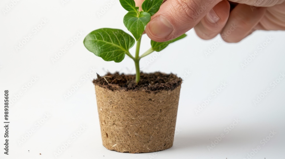 A Hand Gently Tending to a Small Plant A Hand Gently Tending to a Small Plant