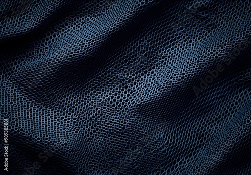 Dark Blue Sports Fabric Background with Mesh Texture