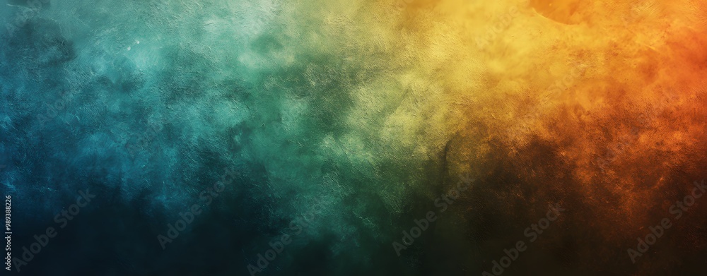 Obraz premium Grainy Texture Gradient Background with Green, Orange and Blue