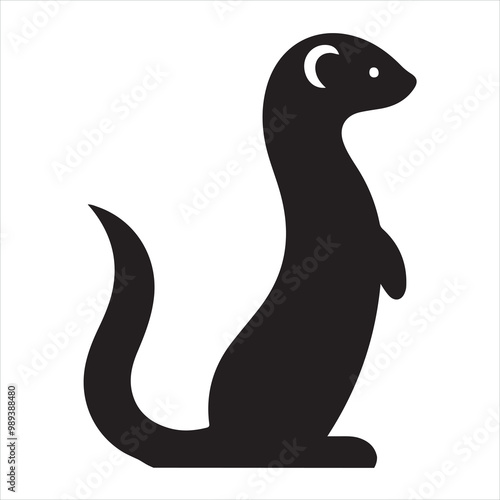 weasel silhouette on white background
