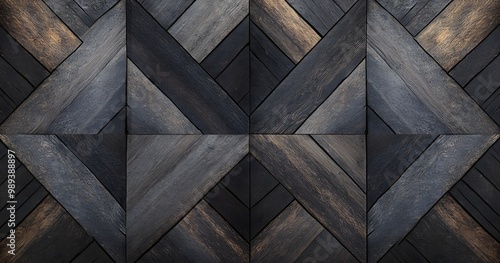 Dark Grey and Brown Wood Texture with Symmetrical Diamond Shapes