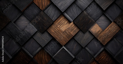 Dark Grey and Brown Wooden Diamond Texture