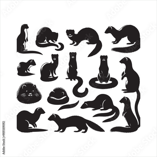weasel silhouette on white background
